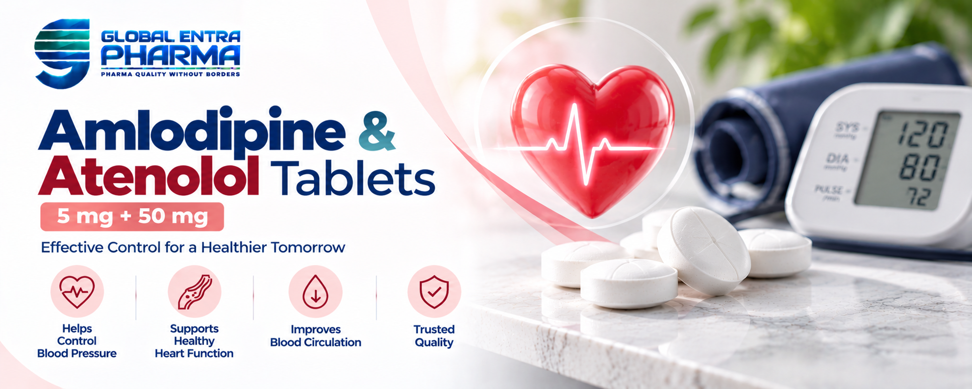 Amlodipine & Atenolol Tablets 5 mg/50 mg Manufacturer in India